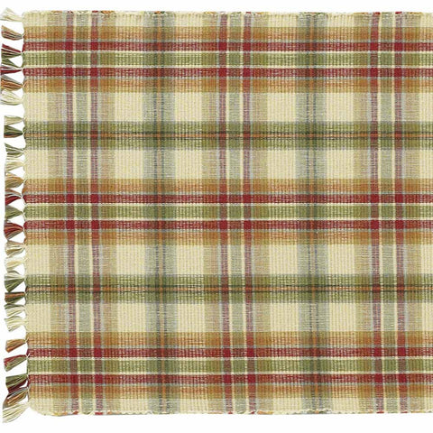 Add a little spice to your dining experience with these lovely Lemon Pepper Table Runners! Combining the zesty colors of mustard, honey, cream, green & red to create a lovely, homey plaid with fringed ends, your table will ooze savory sweetness! So versatile, use throughout your home as an accent mat for your favorite decorative pieces!