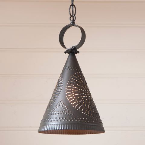 Madison Cone Pendant in Kettle Black Country Primitive, Primitive Country Farmhouse Style Lighting Window Home Bath Kitchen Décor & Accessories