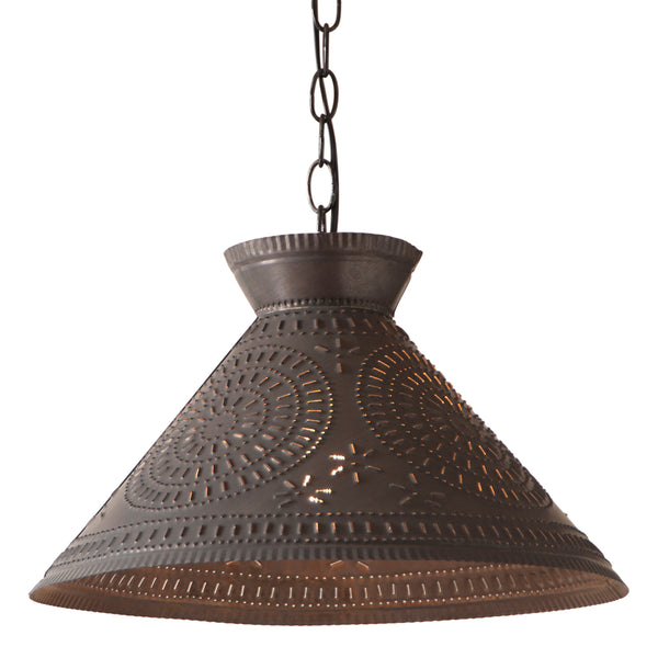 Roosevelt Punched Tin Pendant Light with Chisel