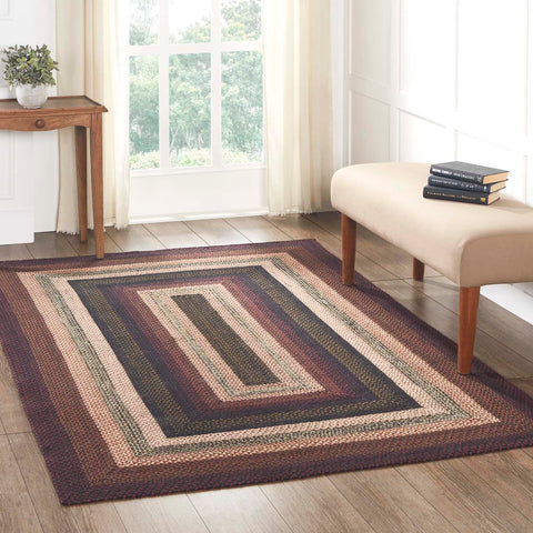 Beckham Jute Rug Rect 60x96 in colors of Brick Red, Country Black, Dark Tan.  Visit website for FREE s/h & discount offers. Primitive Country Farmhouse Home Decor.