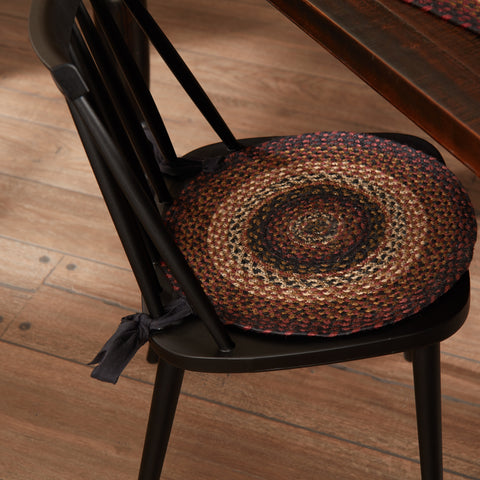 With the Beckham Jute Round Chair Pad, tightly woven jute braided chair cushions with ties in colors espresso brown, dark tan, and country black and white braids. Visit website for FREE s/h & discount offers. Primitive Country Farmhouse Home Decor.
