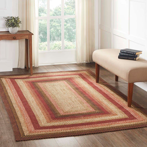 Ginger Spice Jute Rug Rect w/ Pad 60x96, comes in a rich terracotta, burgundy, dark tan, and antique white to make the perfect cozy addition to your country decor. Visit website for FREE s/h & discount offers. Primitive country Farmhouse Home Decor.
