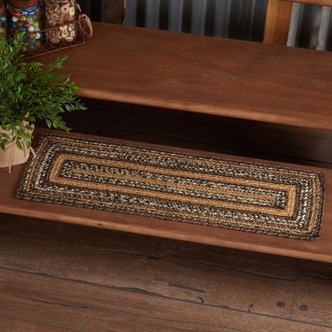 Espresso Jute Stair Tread Rect Latex 8.5x27, Doubling as a table runner, this stair tread makes a great addition to any household in colors: Chestnut Brown, Country Black, Dark Tan. Visit website for FREE s/h & discount offers. Primitive Country Farmhouse Home Decor.