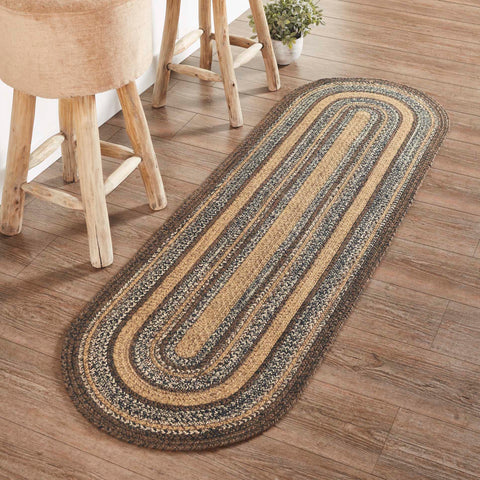 Espresso Jute Rug/Runner Oval w/ Pad 22x72, a neutral beautiful mixture of chestnut brown with country black and tan. Visit website for FREE s/h & discount offers. Primitive Country Farmhouse Home Decor.