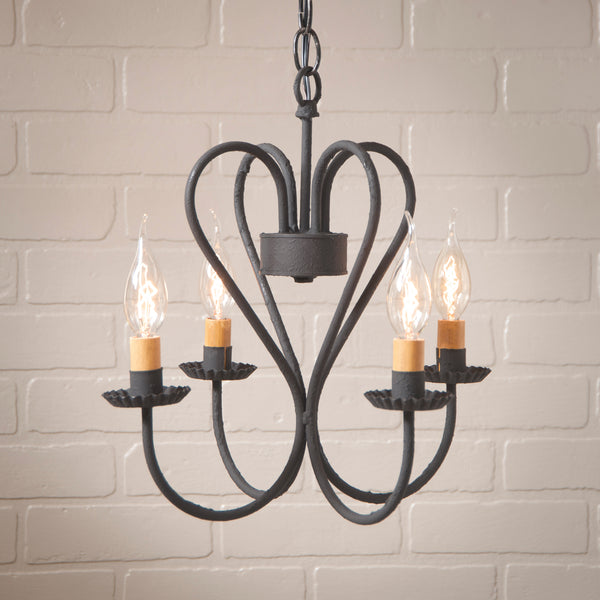 Georgetown Small Country Chandelier in Textured Black, Primitive Country Farmhouse Style Lighting Window Home Bath Kitchen Décor & Accessories