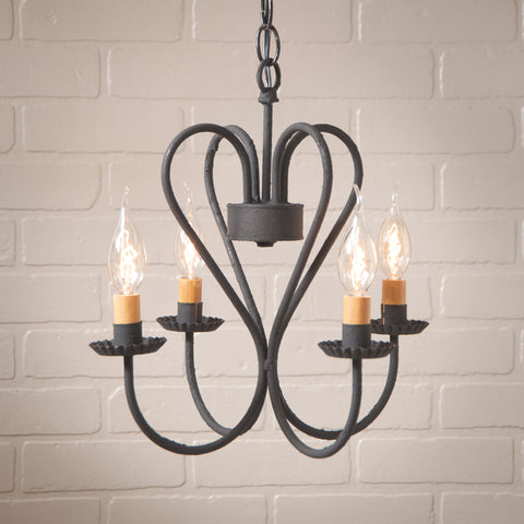 Georgetown Small Country Chandelier in Textured Black, Primitive Country Farmhouse Style Lighting Window Home Bath Kitchen Décor & Accessories
