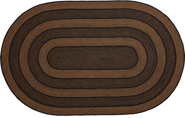 Black & Tan Jute Rug Oval w/ Pad 60x96