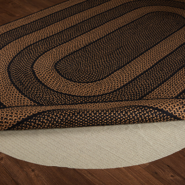 Black & Tan Jute Rug Oval w/ Pad 60x96
