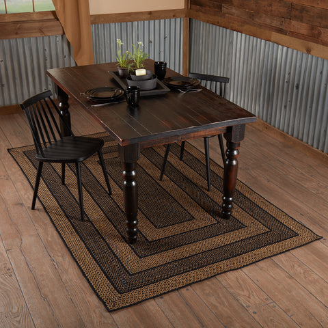 The rectangle 60x96 Farmhouse Jute Rug is ready for your home, retreat or cabin with its durable and beautiful construction. Featuring alternating braids in black and tan for years of enjoyment. Primitive Country Farmhouse Home Decor Ebony.