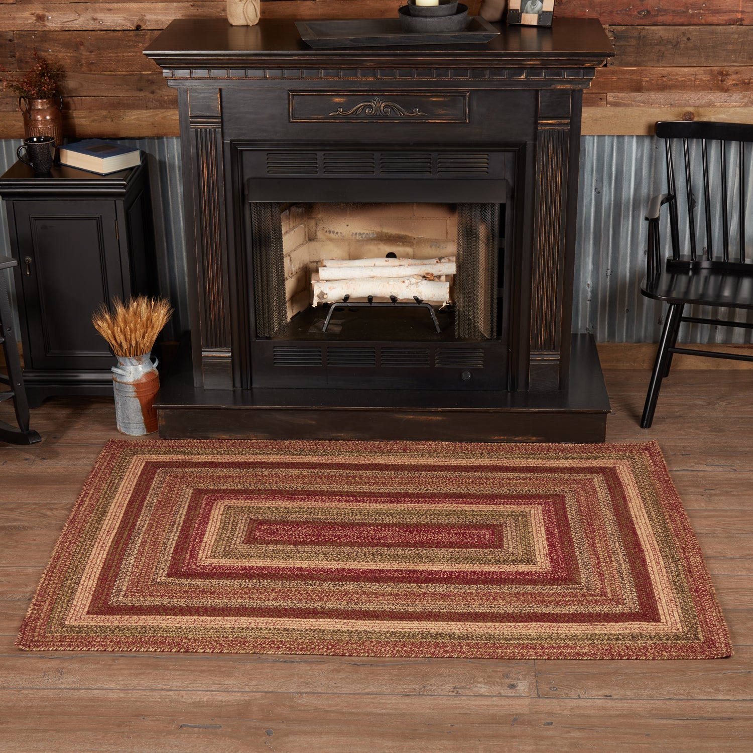 Burgundy Tan Jute Rug Oval w/ Pad 36x60