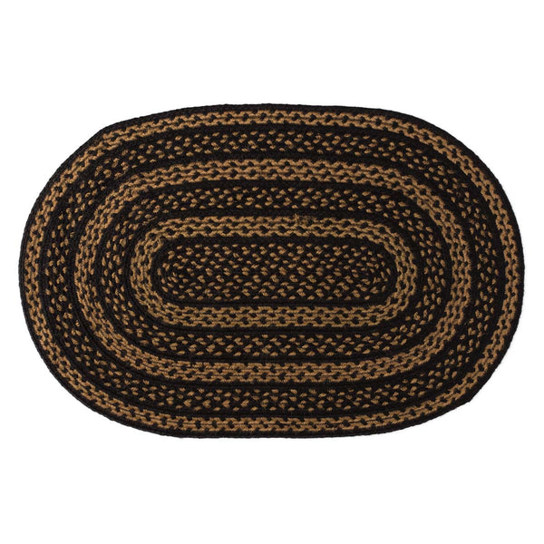 Black & Tan Jute Rug Oval 24x36