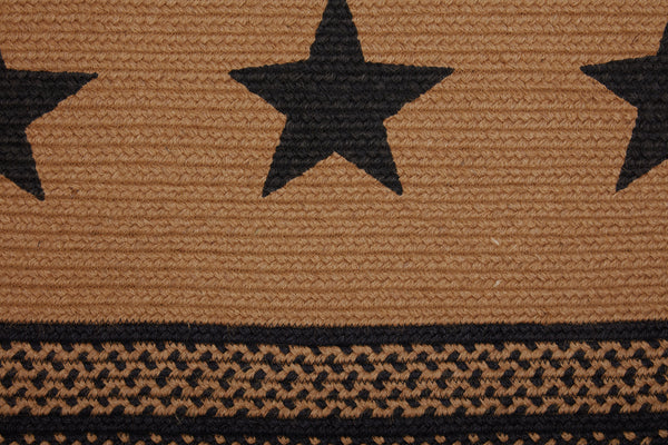 Farmhouse Jute Rug Oval Stencil Stars w/ Pad 27x48