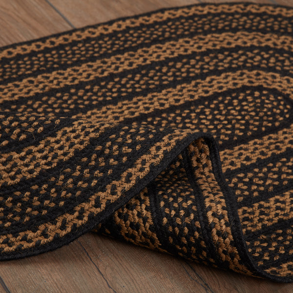 Black & Tan Jute Rug Oval w/ Pad 27x48