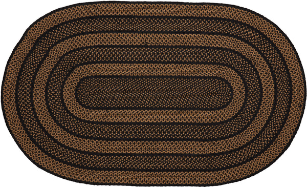Black & Tan Jute Rug Oval w/ Pad 36x60