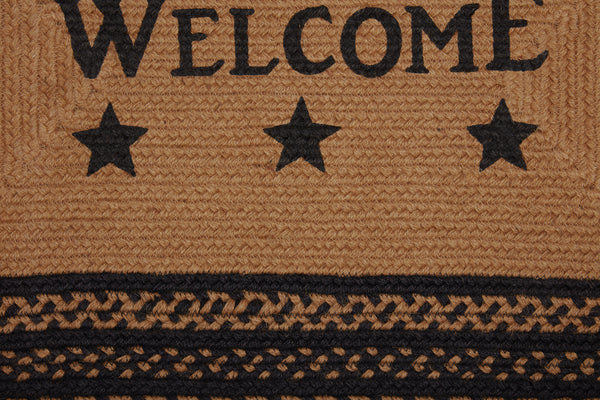 Farmhouse Jute Rug Rect Stencil Stars Welcome 20x30