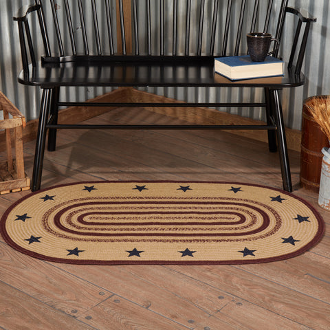 Potomac Jute Rug Oval Stencil Stars 27x48