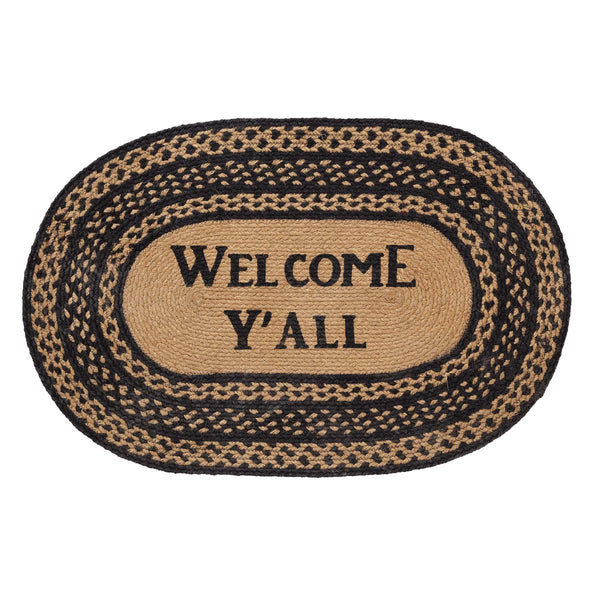 Farmhouse Jute Rug Oval Stencil Welcome Y'all 20x30