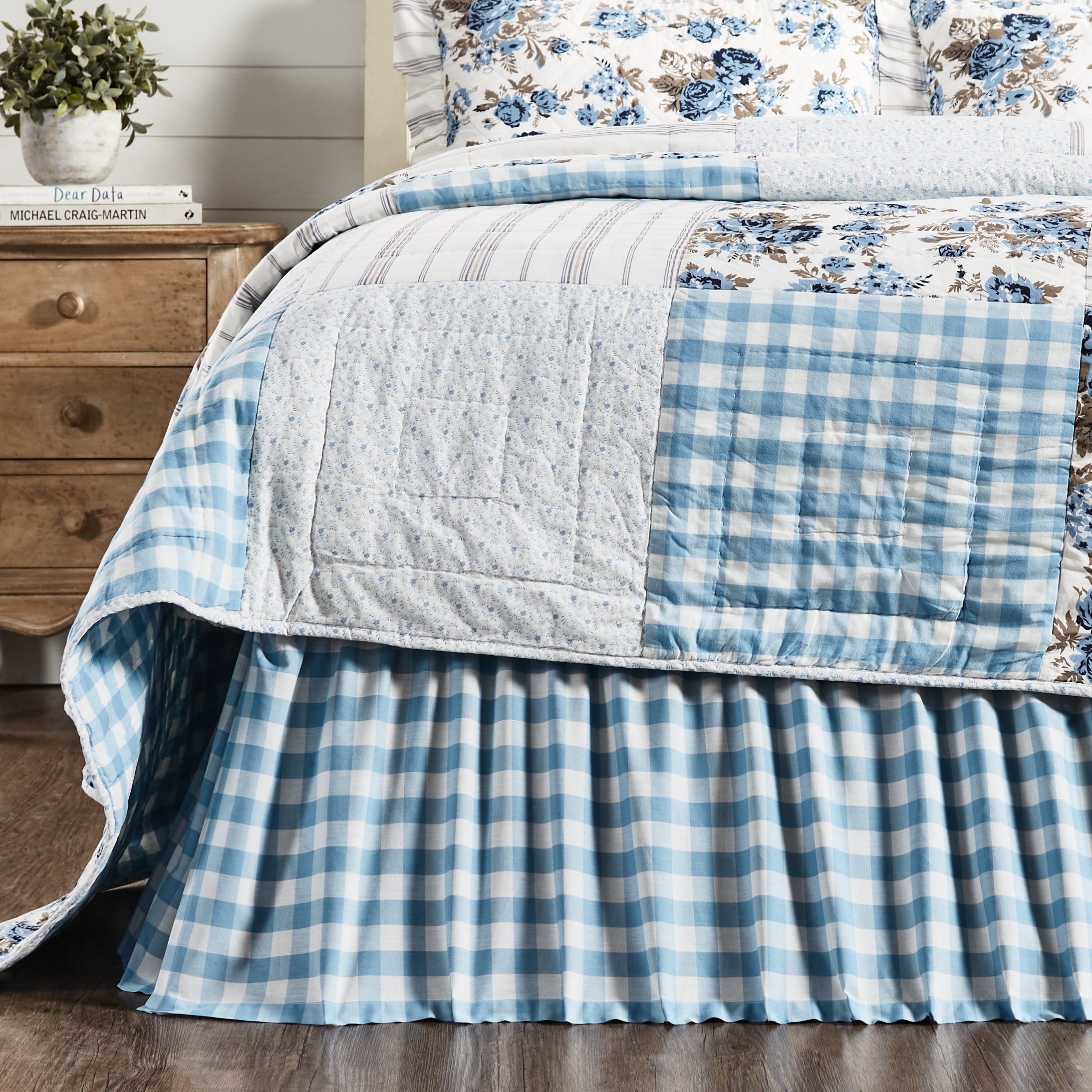 Gingham bed skirt queen sale