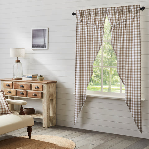 Our Annie Buffalo Portabella Check Prairie Long Panel Set 84x36x18 features a classic buffalo check pattern in portabella brown and soft white. Visit website for FREE s/h & discount offers. Primitive Country Farmhouse Cottage Home Decor.
