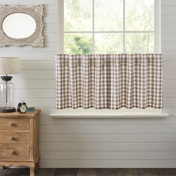 Our Annie Buffalo Portabella Check Tier Set 24Lx36W features a classic buffalo check pattern in portabella brown and soft white. Visit website for FREE s/h & discount offers. Primitive Country Cottage Home Decor Offers.