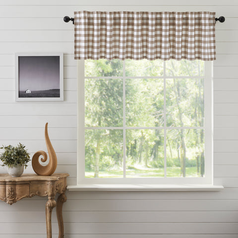 Our Annie Buffalo Portabella Check Valance 16x90 features a classic buffalo check pattern in portabella brown and soft white. Visit website for FREE s/h & discount offers. Primitive Country Farmhouse Cottage Home Decor Window Treatments.