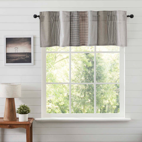 Ashmont Patchwork Valance takes our innovative patchwork design in featuring a mixture of warm grey, vintage white, and washed blue to update your windows with a timeless farmhouse look. A bold mixture of classic stripes and plaid patterns are beautifully pieced together. Visit website for FREE s/h & discount offers.
