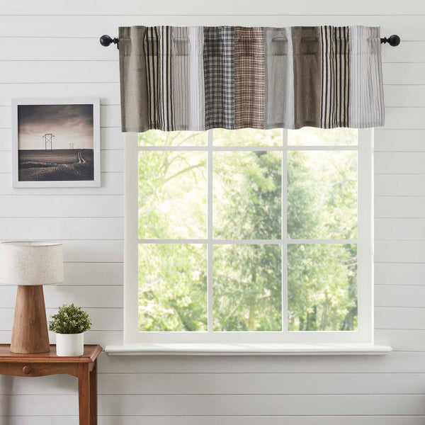 Our Ashmont Patchwork Valance has a bold mixture of classic stripes and plaid patterns are beautifully pieced together on soft, 100% cotton, featuring a mixture of warm grey, vintage white, and washed blue. Visit website for FREE s/h & discount offers.