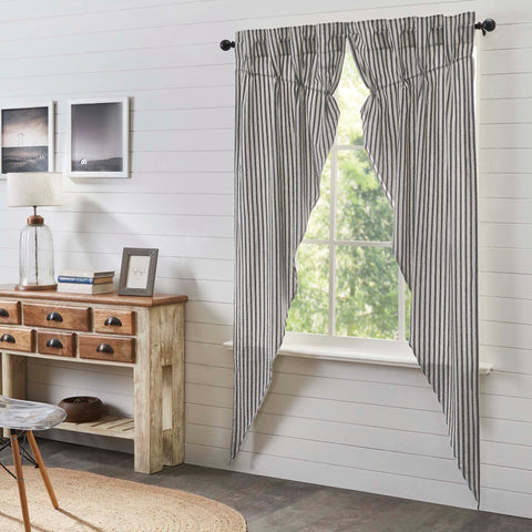 Ashmont Stripe Prairie Panel Set 84x36x18 helps bring your farmhouse-inspired vision to life. Perfect for any season, these 100% cotton curtains feature a vintage white base with charcoal grey and warm grey ticking stripes. Visit website for FREE s/h & discount offers.