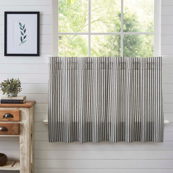 Ashmont Ticking Stripe Tier Curtain Set 36x36 helps bring your farmhouse-inspired vision to life. Perfect for any season, these 100% cotton curtains feature a vintage white base with charcoal grey and warm grey ticking stripes. Visit website for FREE s/h & discount offers.