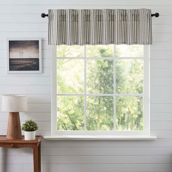 Ashmont Ticking Stripe Valance 16x72 helps bring your farmhouse-inspired vision to life. Perfect for any season, our 100% cotton curtain features a vintage white base with charcoal grey and warm grey ticking stripes. Visit website for FREE s/h & discount offers.