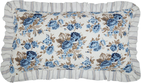 Annie Blue Floral Ruffled King Sham 21x37