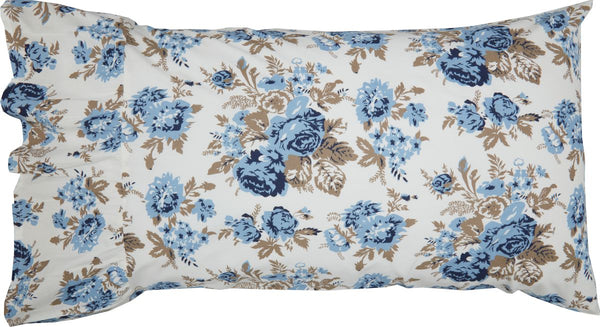 Annie Blue Floral Ruffled Standard Pillow Case Set of 2 21x26+8