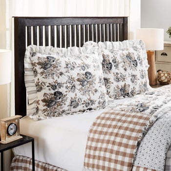 Annie Portabella Floral Ruffled Twin Quilt Combo - Clearance - Twin Quilt, 1 Ruffled Standard Sham