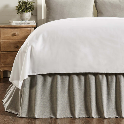 Burlap Dove Grey Ruffled King Bed Skirt 78x80x16
