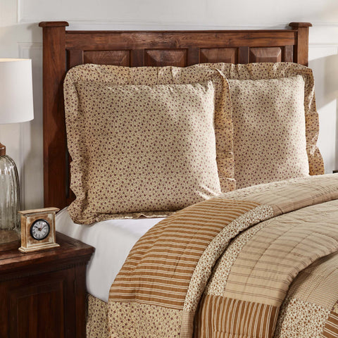 Camilia Fabric Euro Sham. With an eye-catching array of ditsy floral print in soft white, mauve, and moss green this 26x26 pillow cover is decorated with a beautiful ruffled edge for a lighthearted country feel. Visit website for FREE s/h & discount offers. Primitive Country Farmhouse Cottage Home Decor.