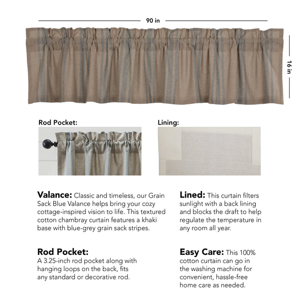 Grain Sack Blue Valance 16x90