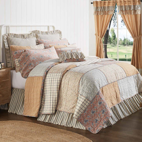Inspired by a quaint countryside in the meadow, our Kaila Queen Quilt 90Wx90L captures the beauty of coziness and domesticity. This timeless quilt is graced with delicate floral prints, classic stripes, and windowpane patterns in navy, gold, and dusty rose. Visit website for FREE s/h & discount offers.