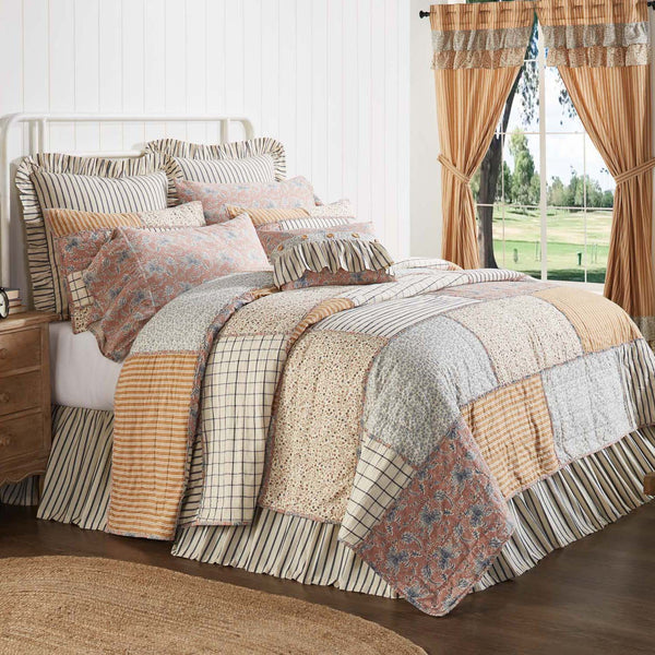 Inspired by a quaint countryside in the meadow, our Kaila Twin Quilt 68Wx86L captures the beauty of coziness and domesticity. This timeless quilt is graced with delicate floral prints, classic stripes, and windowpane patterns in navy, gold, and dusty rose. Visit website for FREE s/h & discount offers.