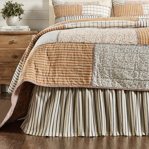 Wrap your bed in charming vintage appeal with our Kaila King Bed Skirt 78x80x16. Timeless and true, this cozy bed skirt features quality 100% cotton fabric with navy and creme classic stripes. Visit website for fREE s/h & discount offers.