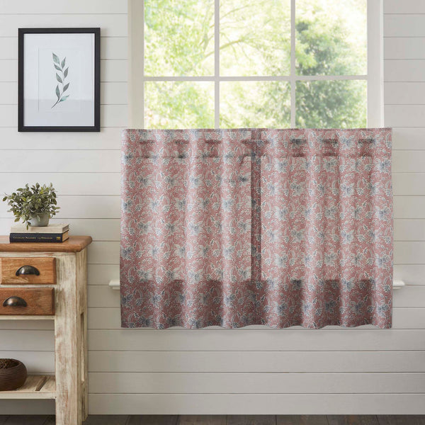 Bring your romantic fairytale cottage vision to life with our Kaila Floral Tier Set of 2 36Lx36W. This dusty rose, navy, and creme curtain set is beautifully decorated with a bold floral print that adds rustic romance and heartwarming, cozy cottage vibes. Visit website for FREE s/h & Discount offers.