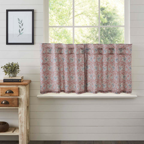 Bring your romantic fairytale cottage vision to life with our Kaila Floral Tier Set of 2 24Lx36W. This dusty rose, navy, and creme curtain set is beautifully decorated with a bold floral print that adds rustic romance and heartwarming, cozy cottage vibe. Visit website for FREE s/h & discount offers.