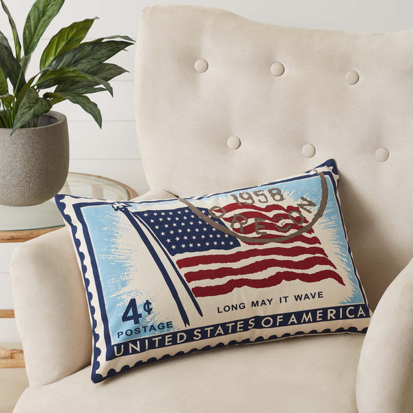 Bless international USA Flag Design Patriotic Throw Pillow Cushion Cover  18X18