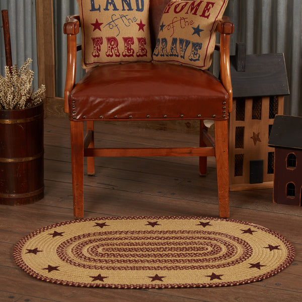Colonial Star Oval Braided Rug 20x30 - with Pad