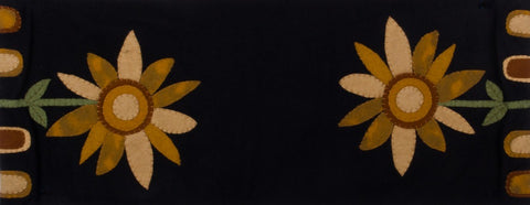 The Black Sunflower Power Table Runner is made of Wool - Felt Size is 14" x 36". Visit website for FREE s/h & discount offers. Primitive Country Farmhouse Decor.