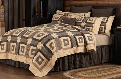 Kettle Grove Cabin King Quilt 95x105, Primitive Country Farmhouse Bedding Home Decor & Accessories.