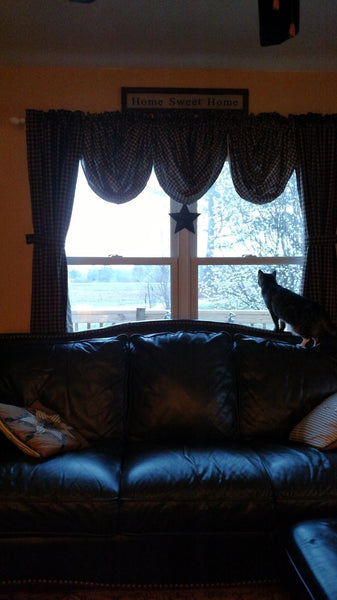 Black Check Scalloped Panel Set of 2 84x40