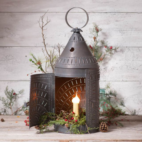 FREE SHIPPING! A stunning and timeless look, our Blacksmith's Lantern with Chisel pattern in Kettle Black is a wonderful accent in any area of your home. We especially like to use in the living area or on the front entrance for a primitive welcome. Visit website for FREE s/h & discount offers.