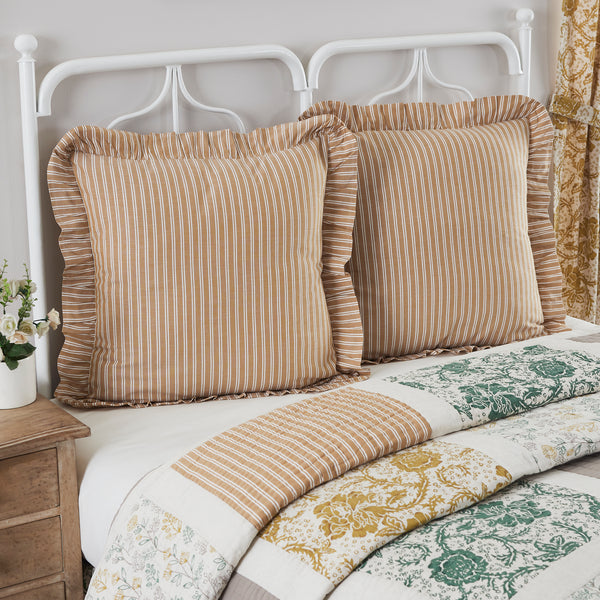  Dorset Fabric Euro Sham. This 26x26 pillow cover features rich and beautiful golden tan and white striping for a warm and comfortable country feel. 