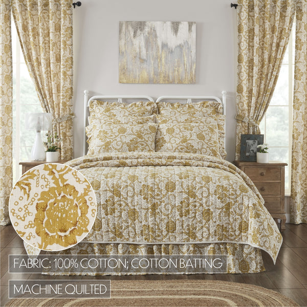 Dorset Gold Floral Queen Quilt 90Wx90L - Final Sale