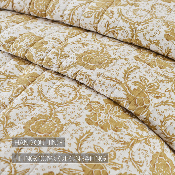 Dorset Gold Floral Queen Quilt 90Wx90L - Final Sale